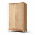 Armadio in legno e rattan, 2 ante beige