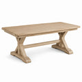 Tavolo da pranzo rettangolare in legno e pietra beige 180x90x75 cm