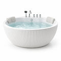 Vasca da bagno freestanding in acrilico bianco con rubinetteria in ottone