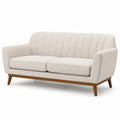 Divano a due posti in legno e tessuto beige