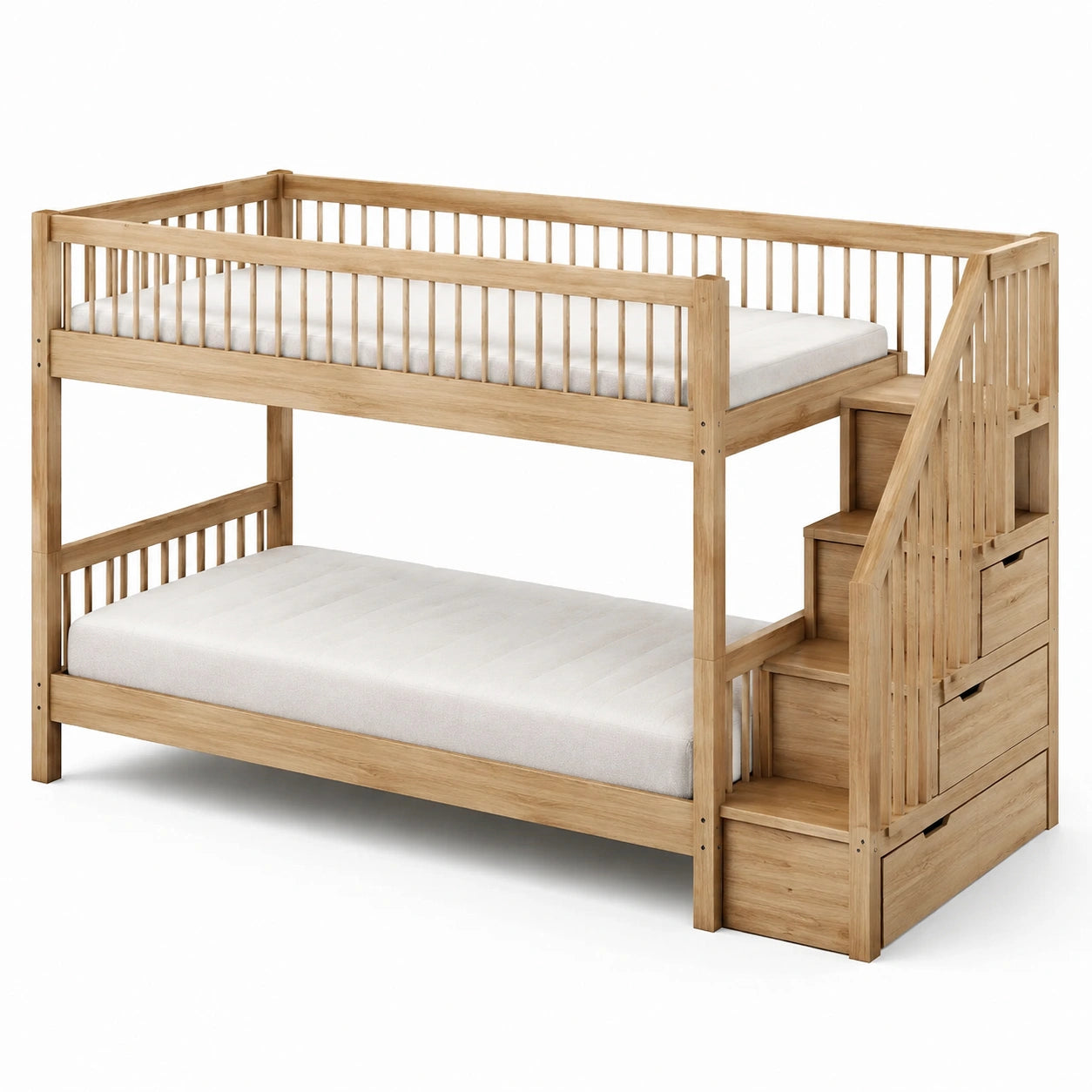 Letto a castello in bamb¨´ con scale e cassetti