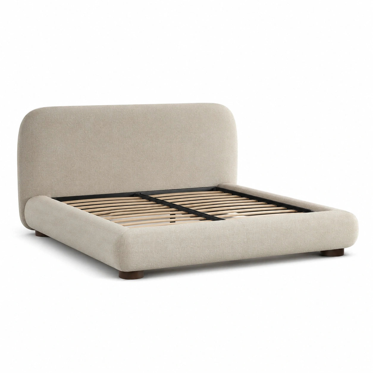 Letto matrimoniale beige in legno e poliestere 160x200 cm