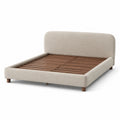 Letto matrimoniale in legno e tessuto beige