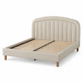 Letto matrimoniale in legno e tessuto beige 160x200 cm