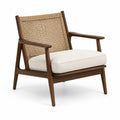 Poltrona in Legno di Noce con Schienale in Rattan Naturale