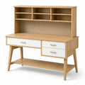 Scrivania in legno e MDF con cassetti bianchi e scaffale