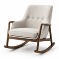 Sedia a dondolo in tessuto boucl¨¨ crema con struttura in metallo e legno