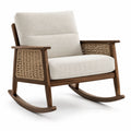 Poltrona a dondolo in tessuto boucl¨¦ crema con gambe in legno e metallo