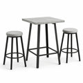 Set da bar con tavolo e 2 sgabelli in legno di acacia e metallo nero